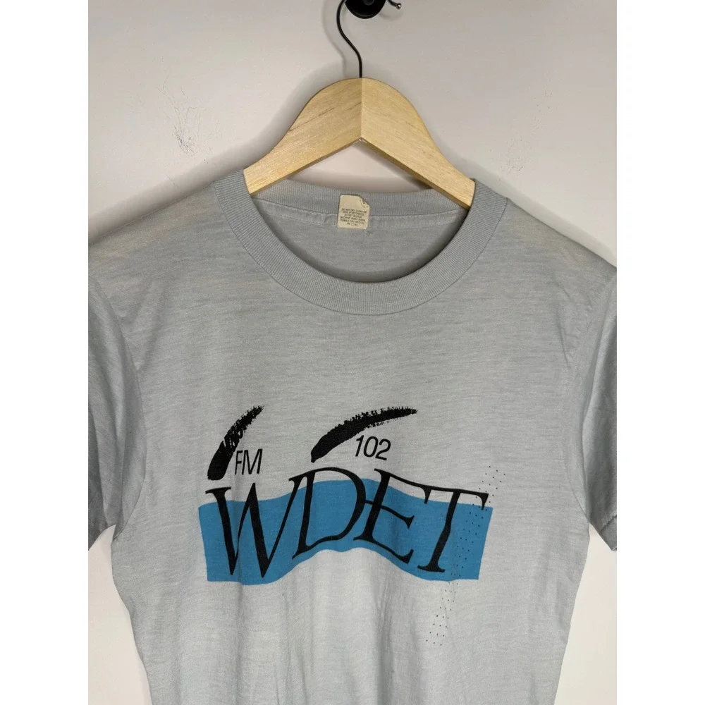 Vintage Screen Stars WDET 101.9 FM Detroit Public Radio T-Shirt Gray 80s Medium